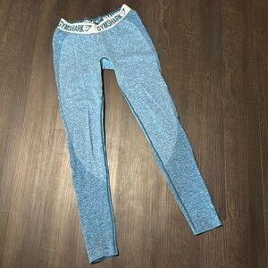 Gymshark women’s seamless logo band leggings, blue, size medium